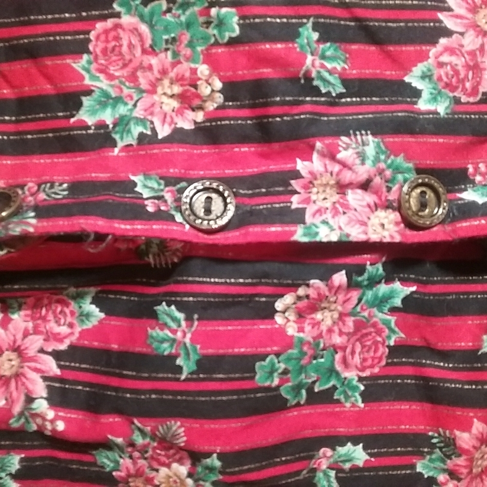 Holiday Festive Floral Red Christmas Reversible Vest - Picture 4 of 8